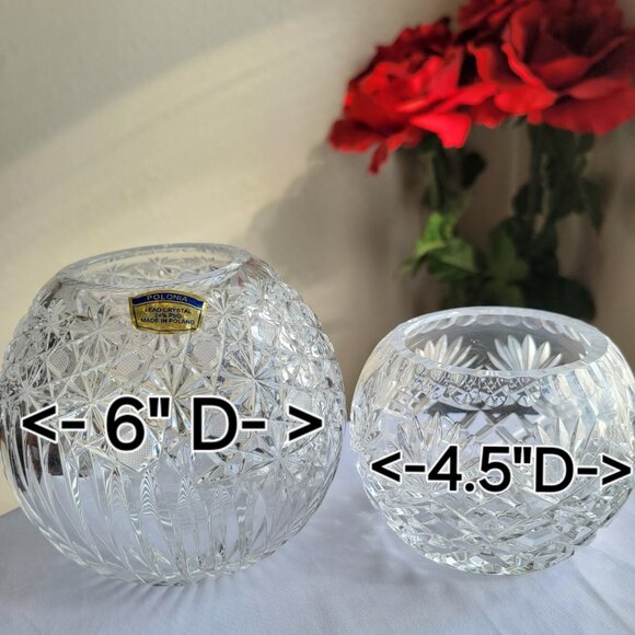 VTG POLONIA CRYSTAL Candle Globes or Rose Bowls- Poland - Picture 2 of 8